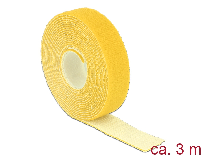 Klett-Kabelbinder L 3m x B 20mm, Rolle, gelb, Delock® [18738]