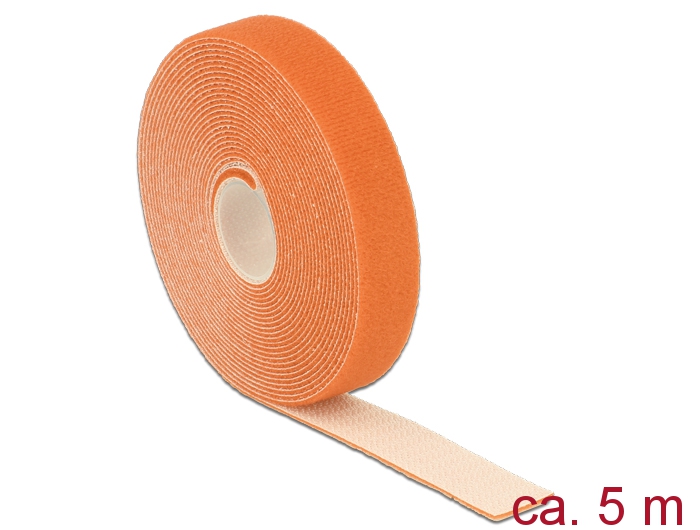 Klett-Kabelbinder L 5m x B 20mm, Rolle, orange, Delock® [18747]