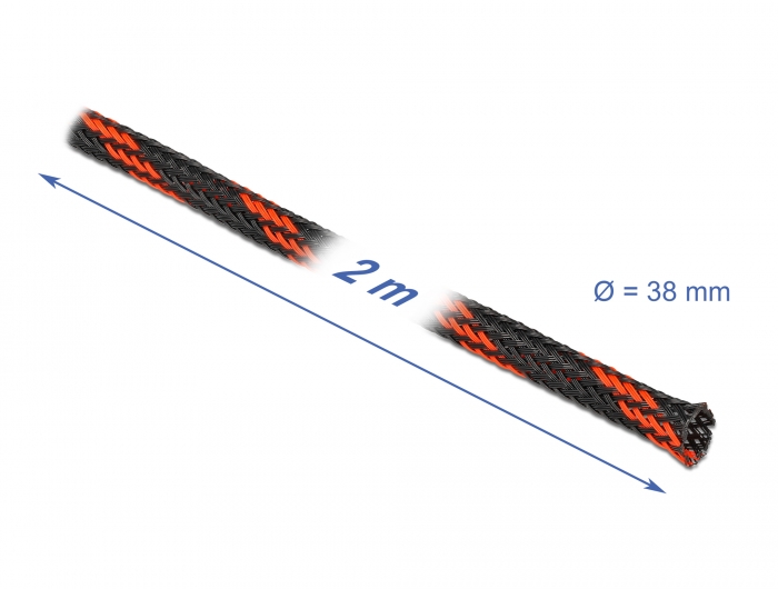 Geflechtschlauch dehnbar 2 m x 38 mm schwarz-rot, Delock® [20753]