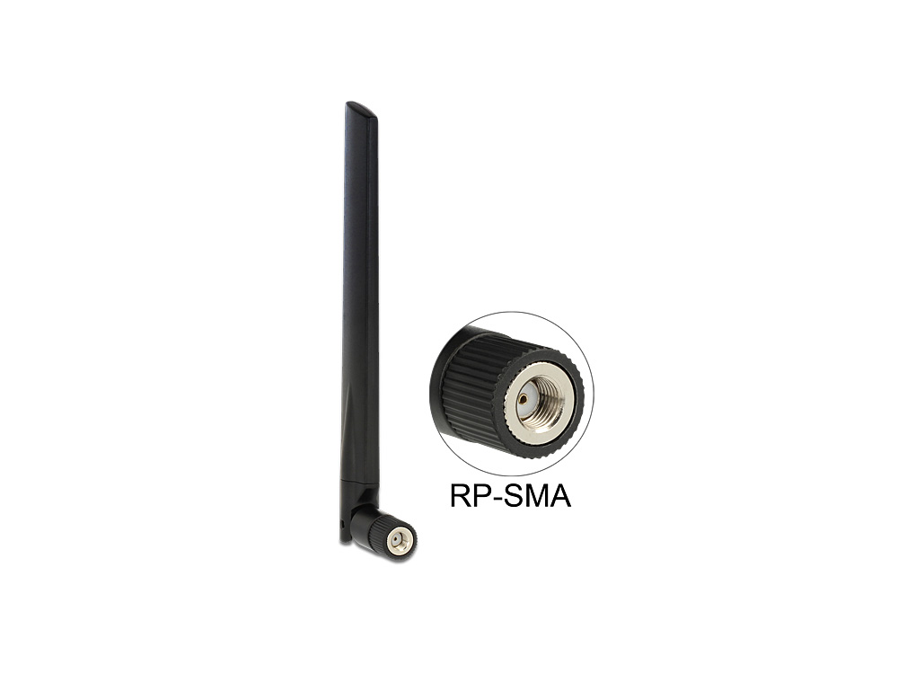 WLAN Antenne RP-SMA 802.11 ac/a/h/b/g/n 3 ~ 5 dBi omnidirektional Gelenk, Delock® [88898]