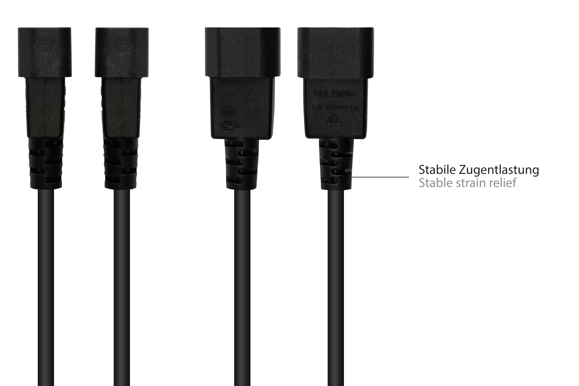 Kaltgeräteverlängerung C14 (gerade) an C5 (gerade), schwarz, 0,75 mm², 1 m, Good Connections®