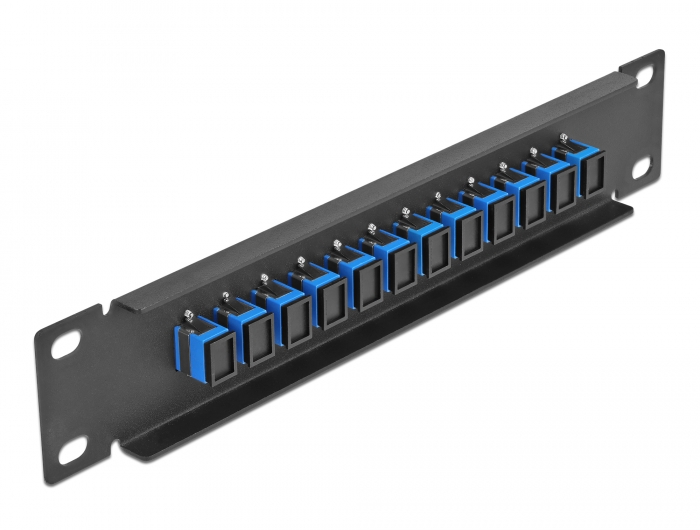 10" LWL Patchpanel 12 Port SC Simplex blau 1 HE schwarz, Delock® [66760]