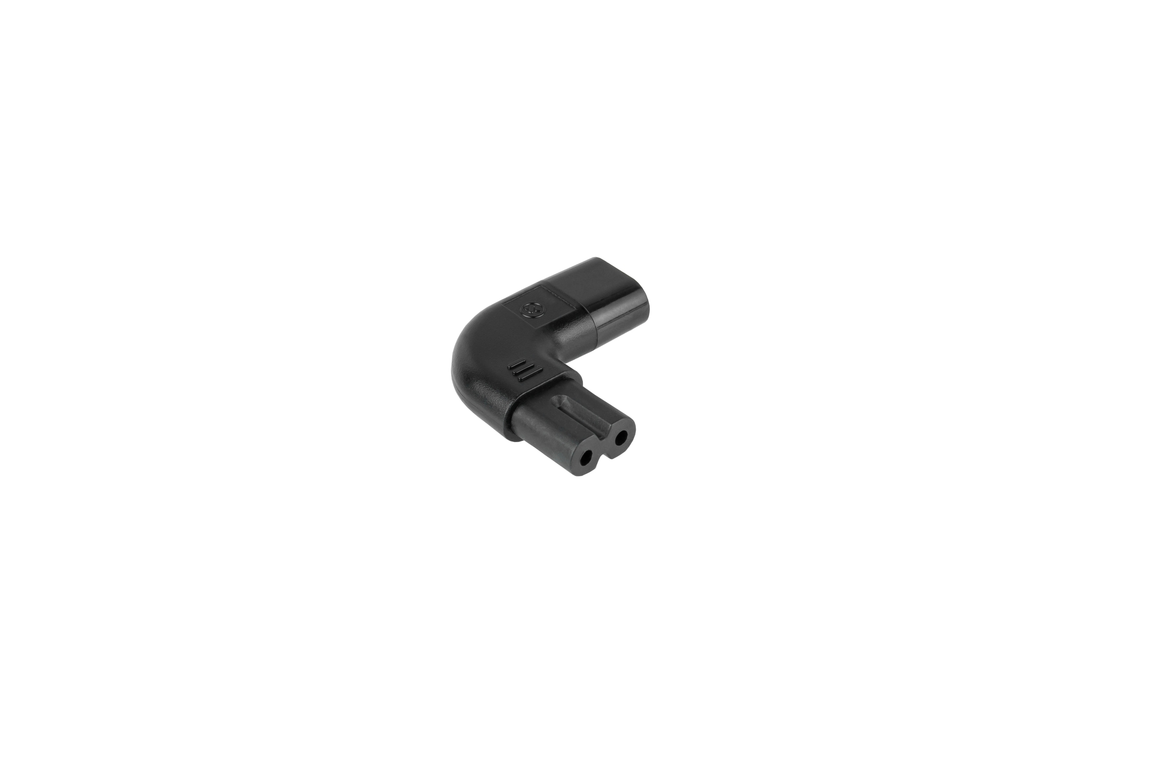 kabelmeister® Stromadapter Stecker C8 an C7/Euro 8 Buchse, links/rechts abgewinkelt, schwarz