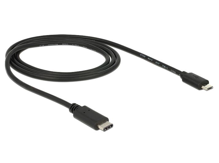 USB Kabel 2.0, USB-C™ Stecker an USB 2.0 Micro-B Stecker, schwarz, 1m, Delock® [83602]