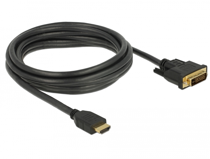 HDMI an DVI 24+1 Kabel, bidirektional, schwarz, 3m, Delock® [85655]