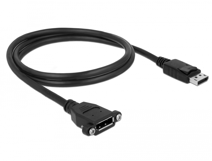 Kabel DisplayPort 1.2 Stecker an DisplayPort Buchse an Einbau, 4K 60Hz, schwarz, 1m, Delock® [85114]