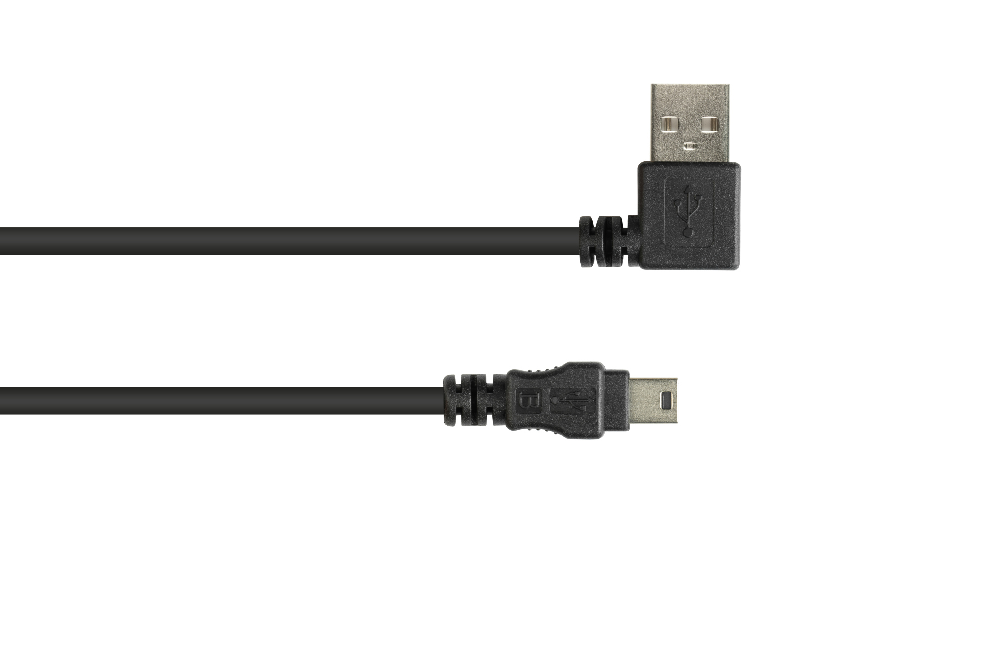Anschlusskabel USB 2.0 EASY Stecker A an Mini B Stecker, gewinkelt, schwarz, 0,5m, Good Connections®