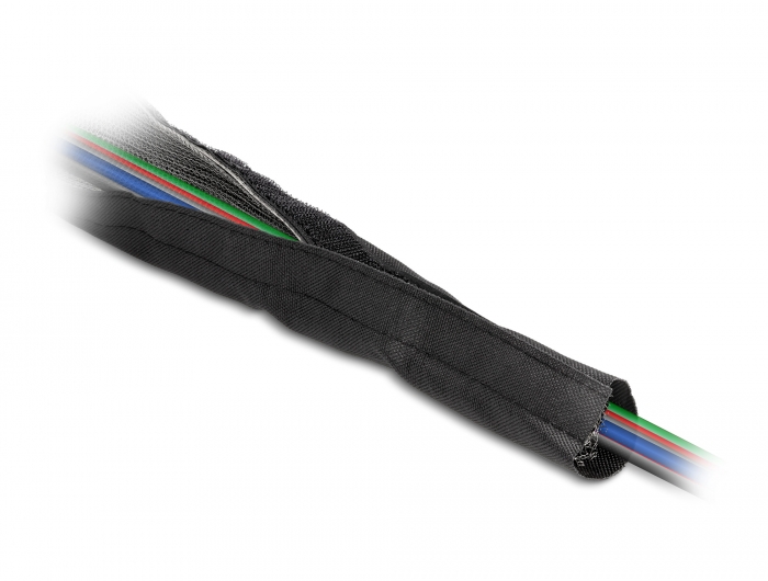 EMV Abschirmgeflechtschlauch mit Klettverschluss hitzebeständig 1 m x 20 mm schwarz, Delock® [20841]