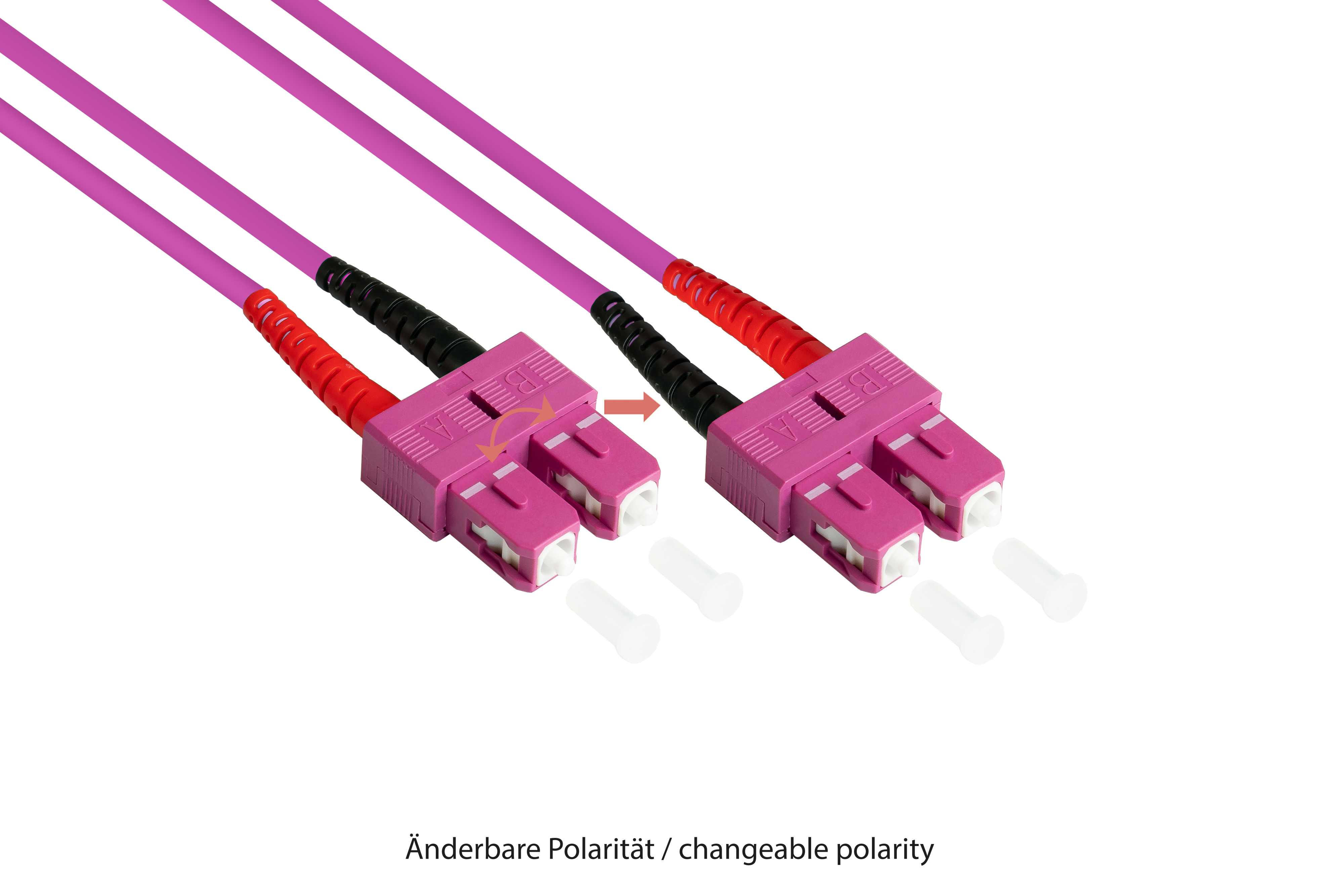 Patchkabel LWL Duplex OM4 (Multimode, 50/125) LC/SC, LSZH, austauschbare Polarität, 0,5m, Good Connections®