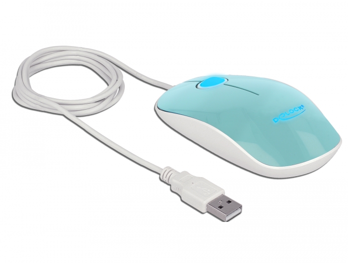 Optische 3-Tasten LED Maus USB Typ-A türkis, Delock® [12538]