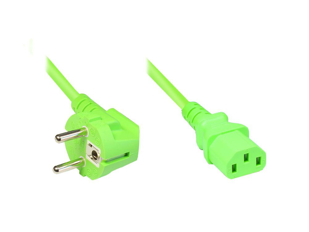 Netzkabel Schutzkontakt-Stecker an Kaltgeräte-Buchse, Typ F an C13, 3m, grün, Good Connections®