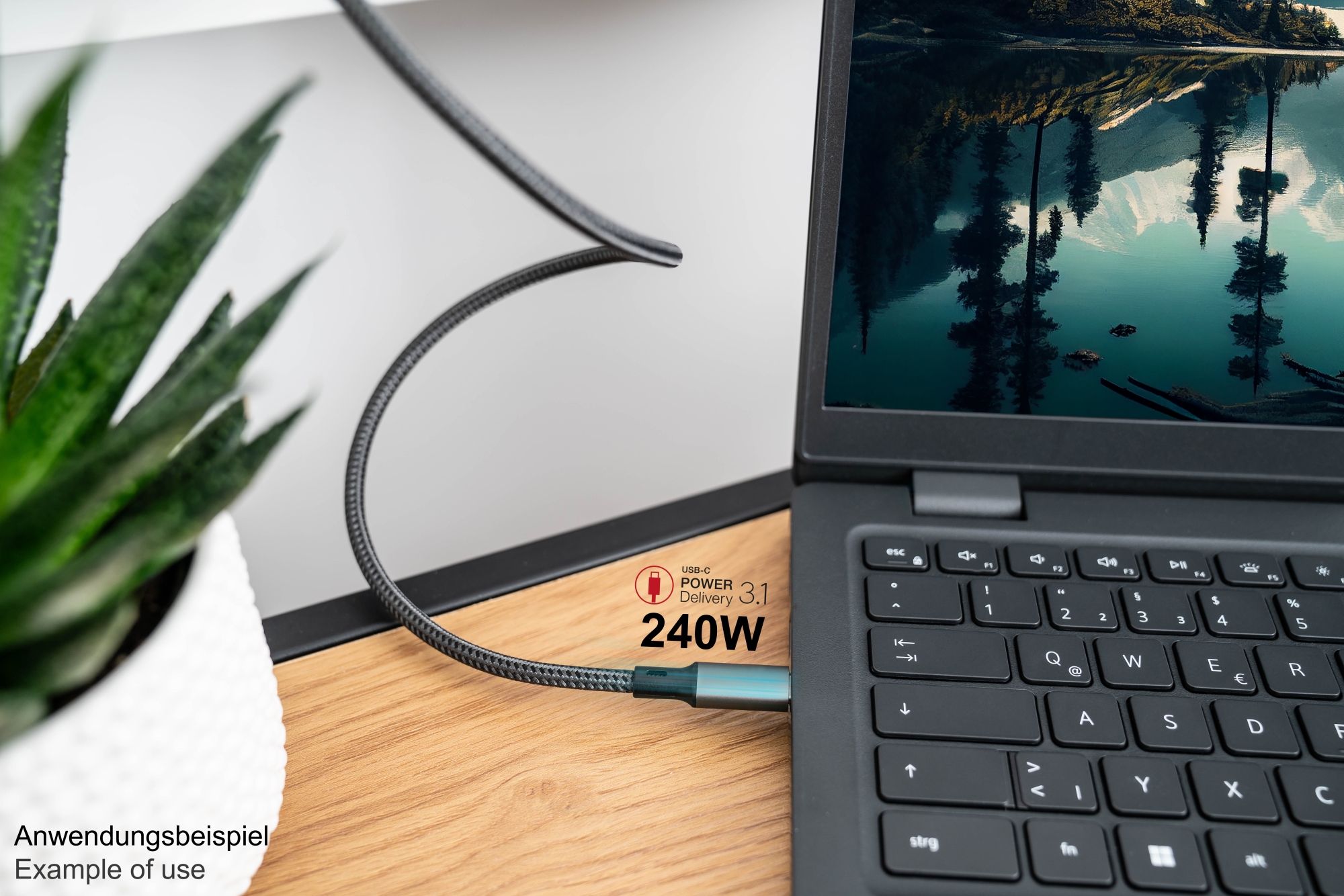 USB 2.0 Lade- und Datenkabel (240W), USB-C™ Stecker an USB-C™ Stecker, anthrazit, 2m, Good Connections®