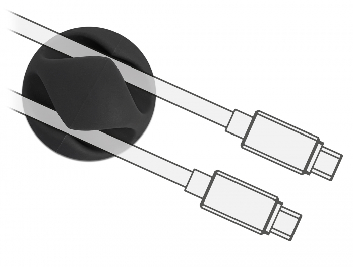 Kabelhalter mit 2 Durchführungen selbstklebend Set 6 Stück schwarz, Delock® [18344]