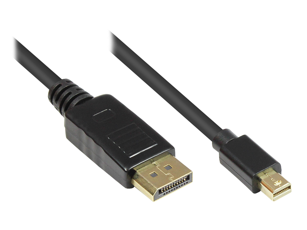 Anschlusskabel DisplayPort Stecker auf Mini DisplayPort Stecker, vergoldet, schwarz, 1m, Good Connections