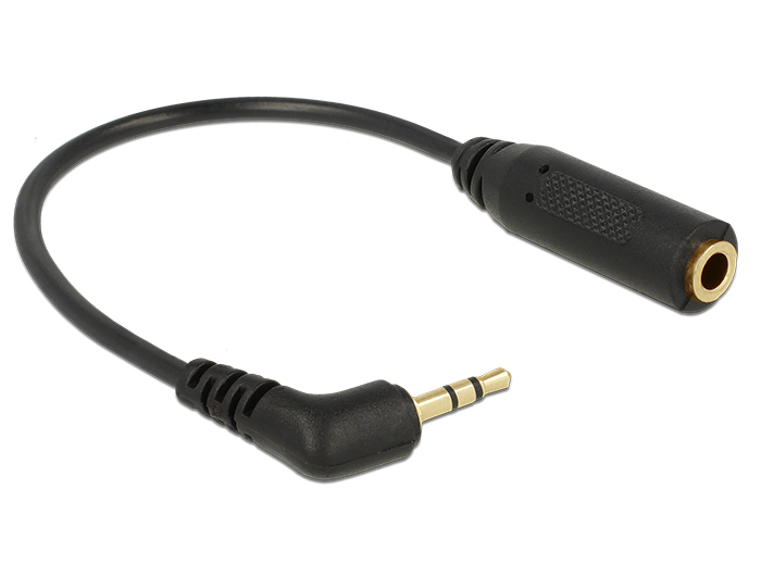 Audiokabel Klinkenstecker 2,5 mm 3 Pin an Klinkenbuchse 3,5 mm 3 Pin gewinkelt, Delock® [65672]