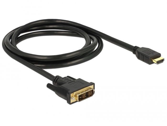 Kabel DVI 18+1 Stecker an HDMI-A Stecker, schwarz, 1,5m, Delock® [85583]
