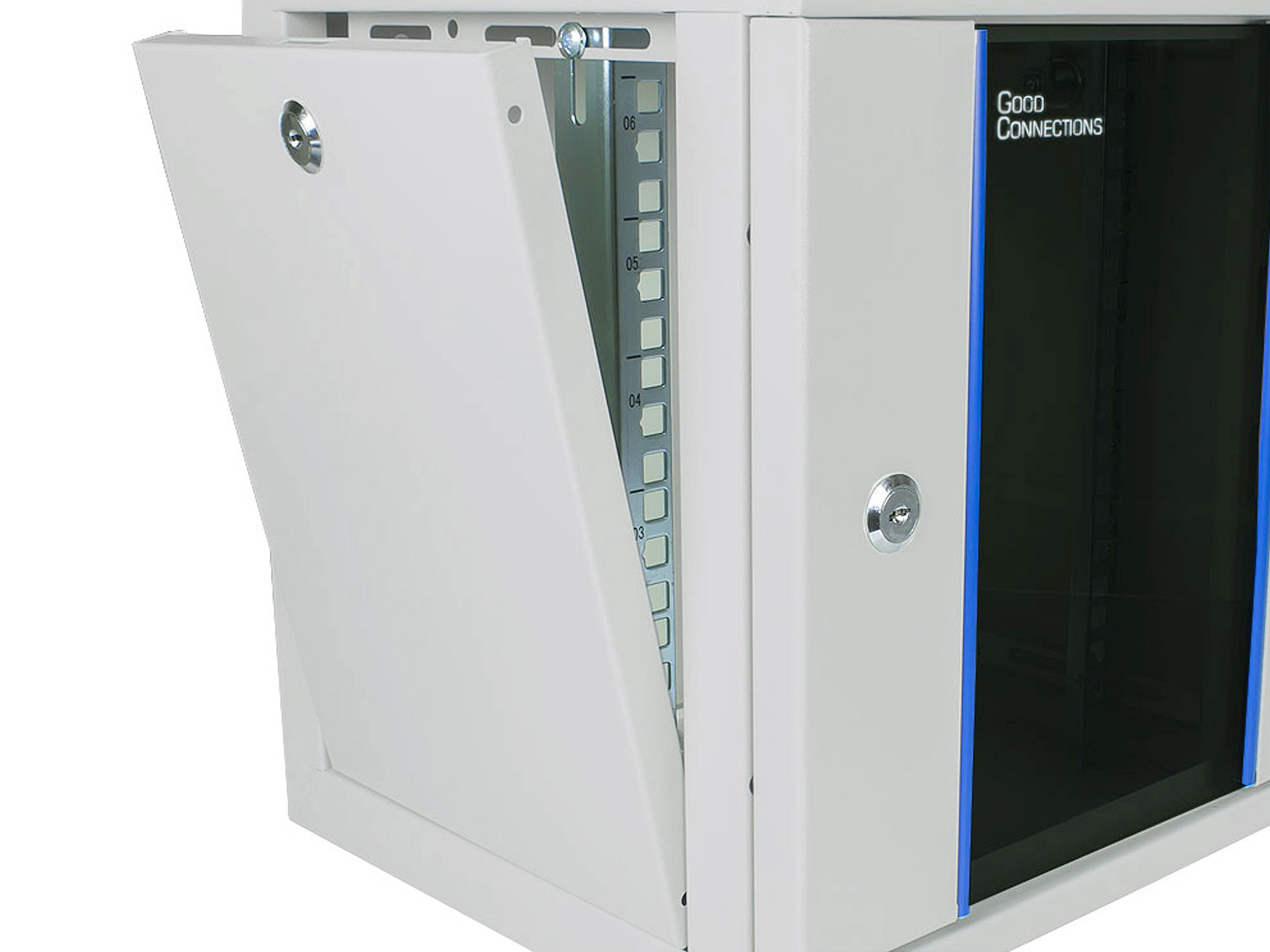 10" Wandgehäuse, 12HE, lichtgrau (RAL7035), 312 x 300mm, fertig montiert, Good Connections®