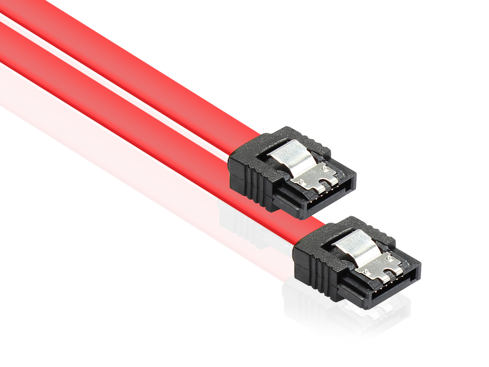 Anschlusskabel SATA 6 Gb/s mit Metallclip, rot, 1m, Good Connections®