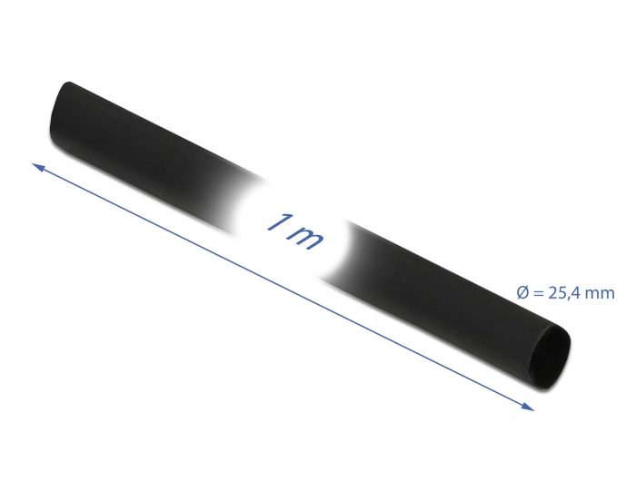 Schrumpfschlauch 1 m x 25,4 mm Schrumpfungsrate 4:1 schwarz, Delock® [20663]