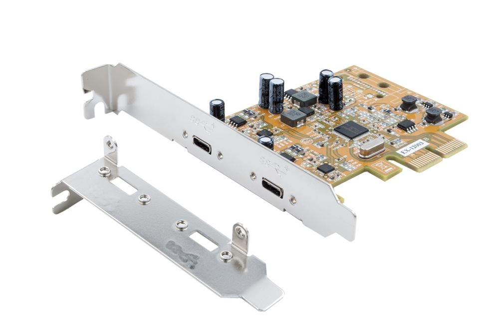 2-Port USB 3.1 Gen.2 PCIe (Gen.3) (x2) Karte mit 2 C-Anschlüsse, inkl. Bügel (Asmedia ASM 3142), Exsys® [EX-12003]