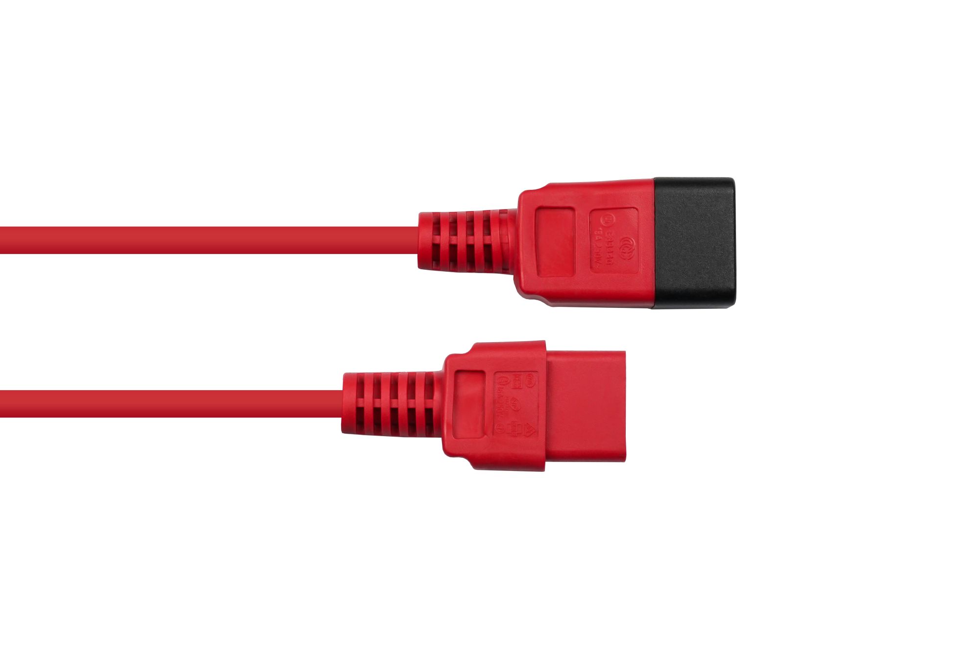 kabelmeister® Kaltgeräteverlängerung Kaltgeräte-Stecker C20 an Kaltgeräte-Buchse C19, rot, 1,50mm², 2 m
