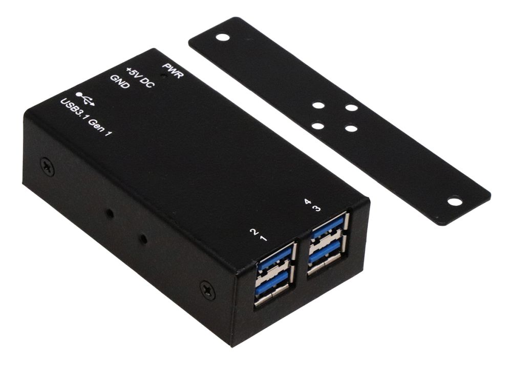 4-Port USB 3.0 Metall HUB (8x2,5x4cm), inkl. USB 3.0 Kabel und EX-K1110 Strom Kabel, Exsys® [EX-1180HMS]