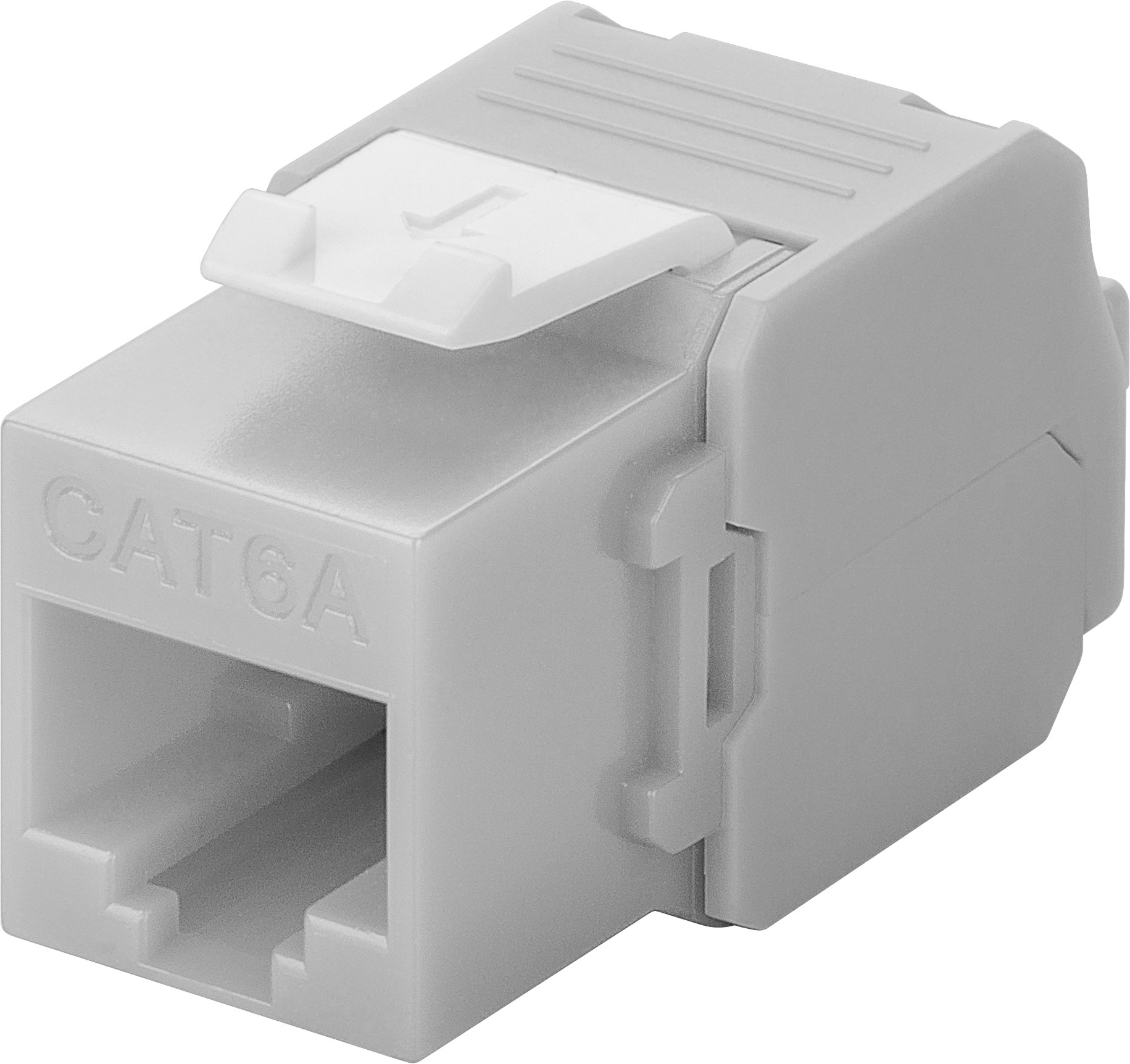KeyStone RJ45 Jack, Cat. 6a, ungeschirmt, 500MHz, weiß/grau