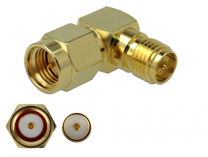 Adapter SMA Stecker an RP-SMA Buchse 90° 3 GHz, Delock® [89967]