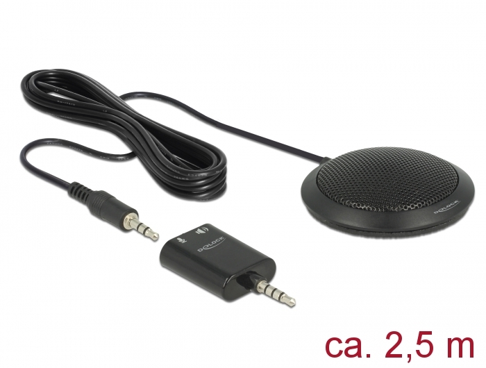 Kondensator Tisch Mikrofon Omnidirektional für Konferenz mit 3,5 mm Klinkenstecker 3 Pin, Delock® [65873]