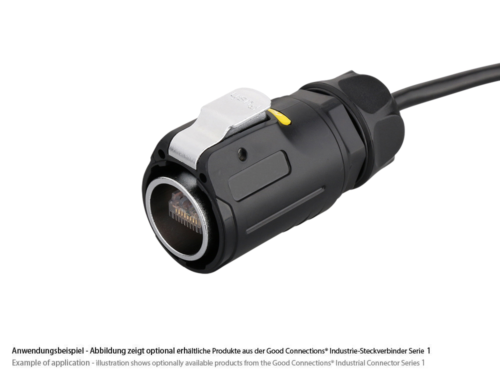 Industrie-Steckverbinder S1 - Unbestückter Stecker mit Klick-Arretierung, Aussparung für RJ45 Stecker, M24, IP65/67, Good Connections®