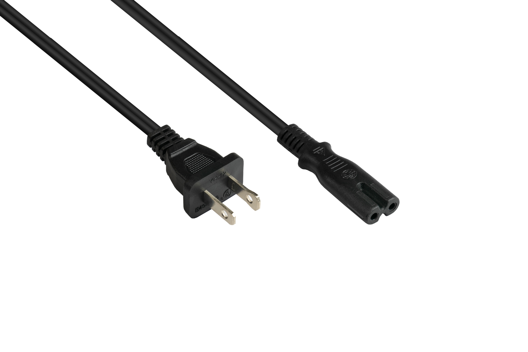 kabelmeister® Netzkabel Amerika/USA Typ A (NEMA 1-15P) an C7/Euro 8 Buchse (gerade), UL, schwarz, AWG18, 1,8 m