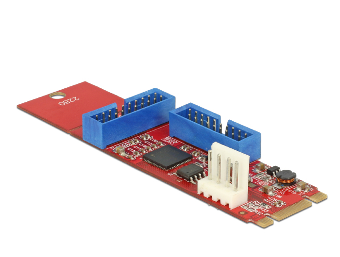 Konverter M.2 Key B+M Stecker an 2x USB 3.0 Pfostenstecker, Delock® [62843]