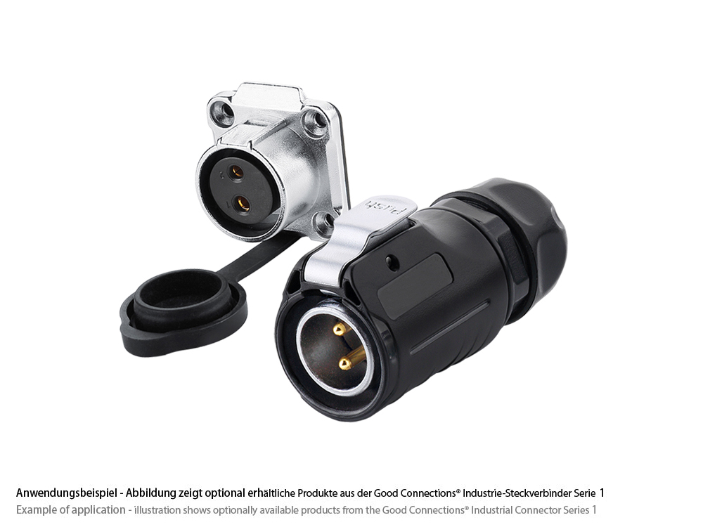 Industrie-Steckverbinder S1 - Power (2-Pin) Durchführungskupplung mit Flansch, Lötanschluss, Metall, M20, IP65/67, Good Connections®