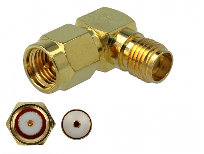 Adapter SMA Stecker an SMA Buchse 90° 3 GHz, Delock® [89994]
