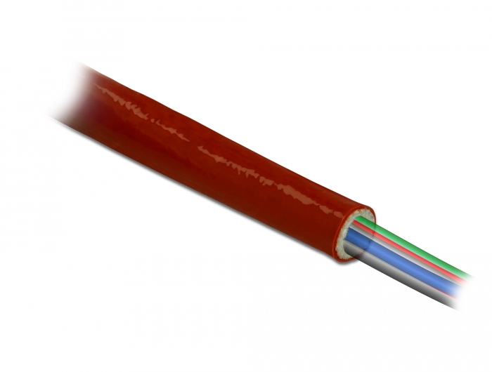 Feuerfester Schutzschlauch silikonbeschichtet 2 m x 10 mm rot, Delock® [18897]