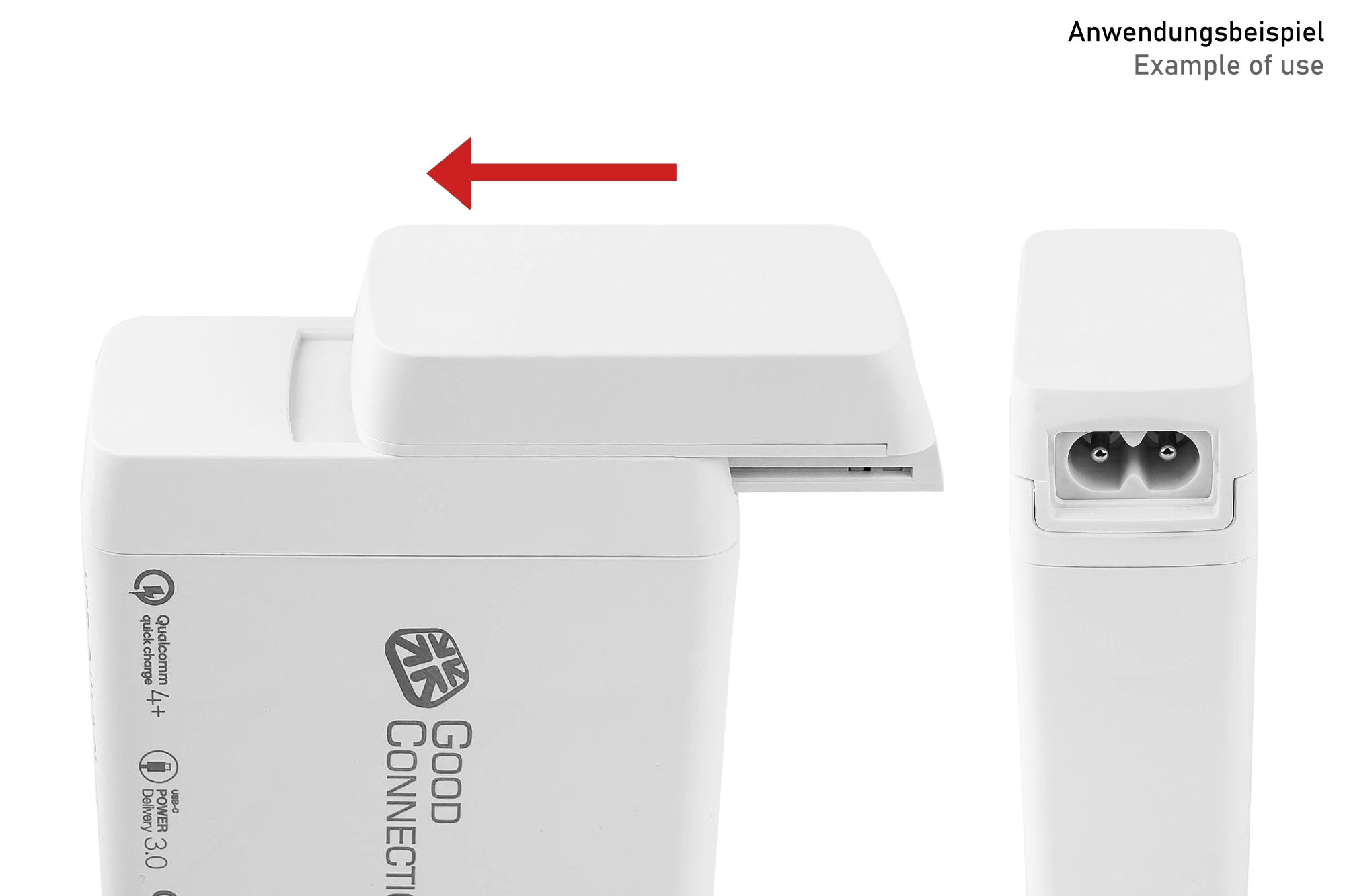 Netzkabeladapter für Good Connections® Ladegeräte (PCA-WxxxW), weiß