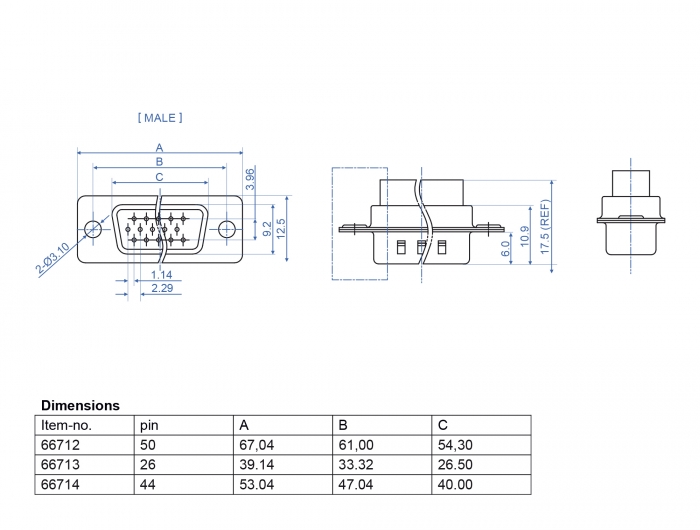 D-Sub HD 26 Pin Crimp Stecker, Metall, 2 Stück, Delock® [66713]