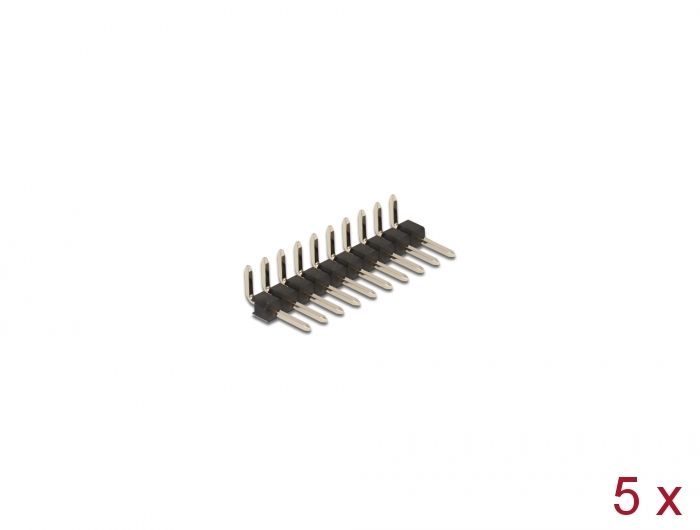 Stiftleiste 10 Pin, Rastermaß 2,54 mm, 1-reihig, gewinkelt, 5 Stück, Delock® [66695]