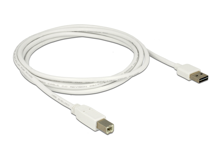Kabel EASY-USB 2.0 Typ-A Stecker an USB 2.0 Typ-B Stecker, weiß, 2 m, Delock® [83687]