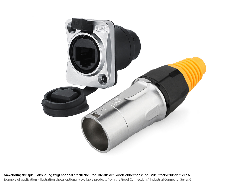 Industrie-Steckverbinder S6 - Unbestückter Stecker, Aussparung für RJ45 Stecker, Metall, M24, Good Connections®