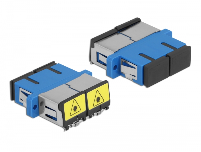 LWL Kupplung mit Laserschutzklappe SC Duplex Buchse zu SC Duplex Buchse Singlemode blau, Delock® [86893]