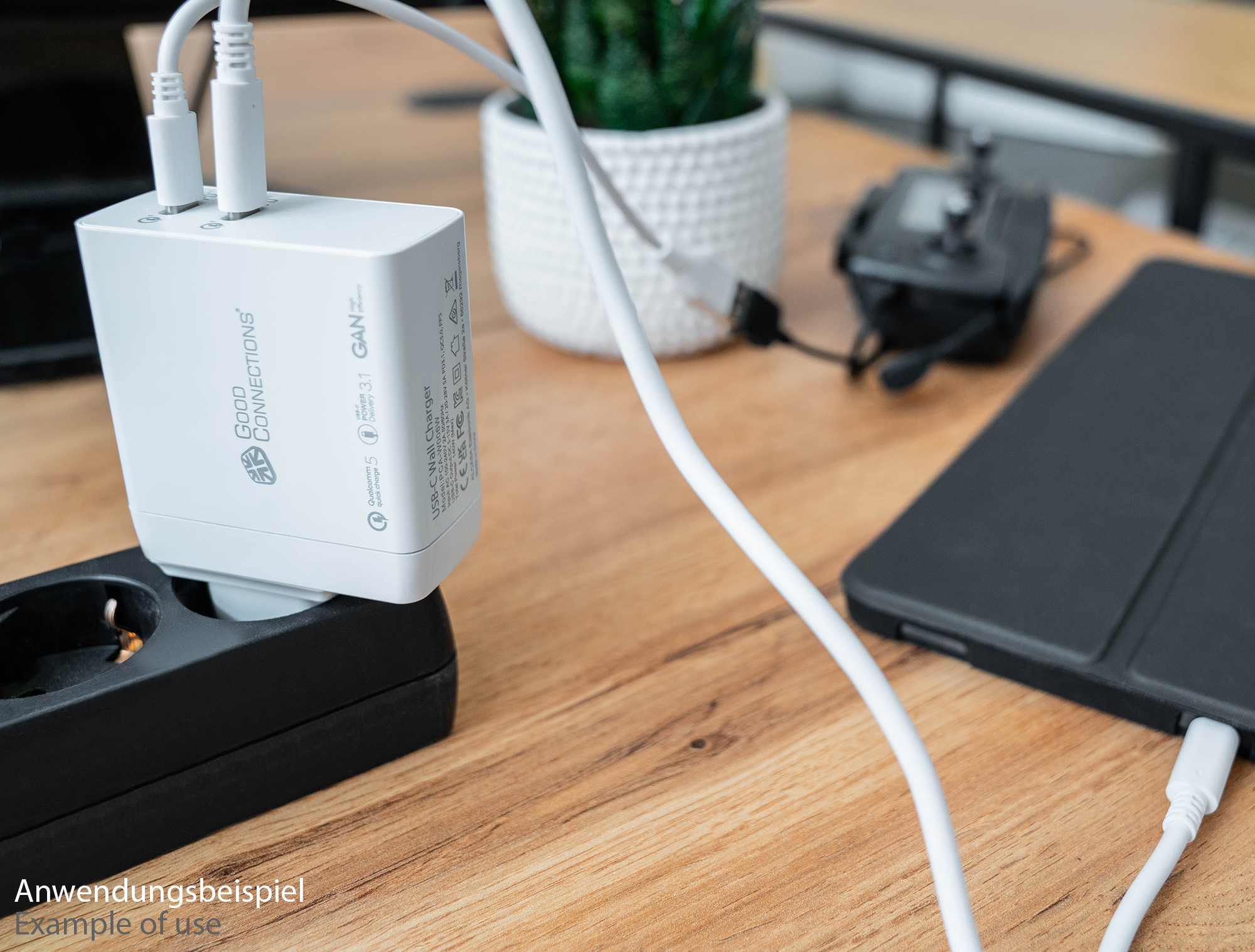 USB-Schnellladegerät 140W mit GaN-Technologie, 2-Port (2x USB-C™), PD 3.1, QC 5, PPS, weiß, Good Connections®