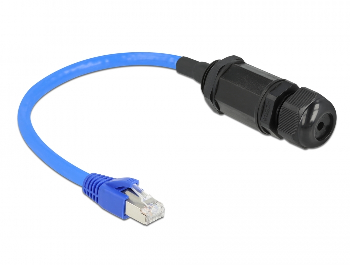 Kabel RJ45 Stecker zu RJ45 Buchse Cat.6 wasserdicht mit Kabelverschraubung, Delock® [66808]