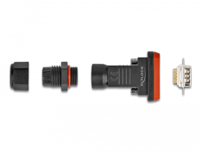 D-Sub 9 Pin Stecker mit Gehäuse IP67 wasserfest, Delock® [87802]