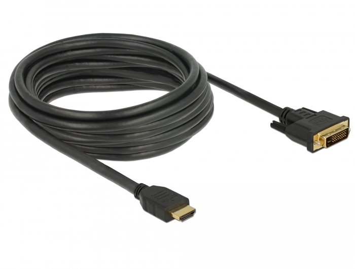 HDMI an DVI 24+1 Kabel, bidirektional, schwarz, 5m, Delock® [85656]