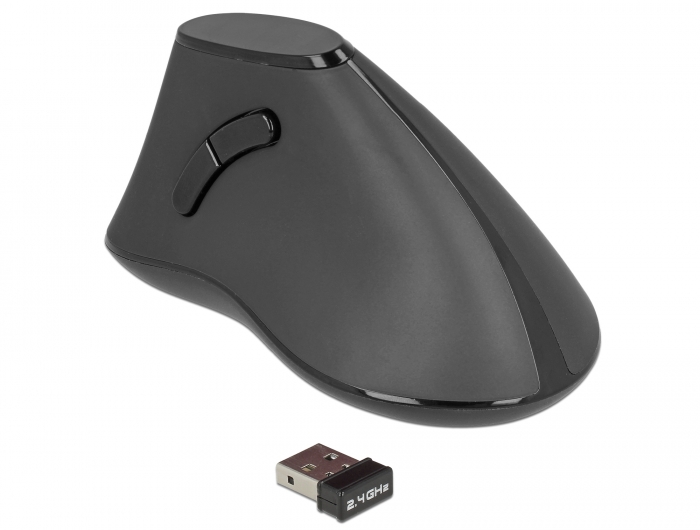 Ergonomische vertikal optische 5-Tasten Maus 2,4 GHz kabellos - Lautlos, Delock® [12622]
