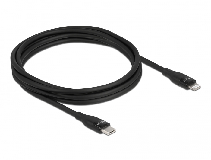 Daten- und Ladekabel USB Type-C™ zu Lightning™ für iPhone™, iPad™ und iPod™ schwarz 2 m MFi, Delock® [86638]