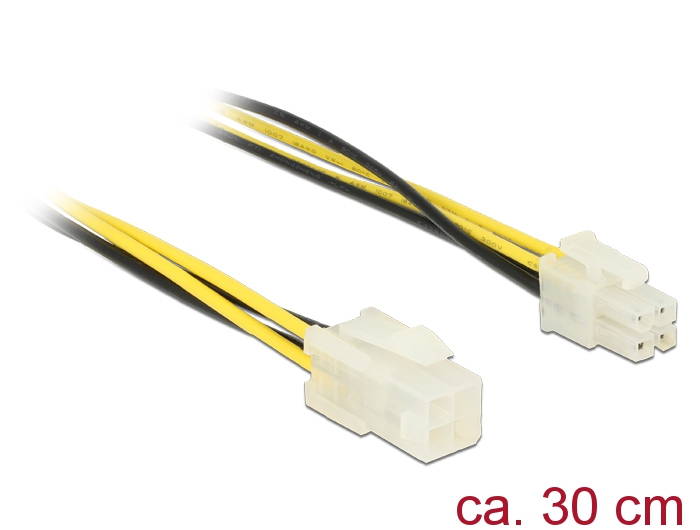 Verlängerungskabel P4 4 Pin Stecker an P4 4 Pin Buchse 0,3m, Delock® [84954]