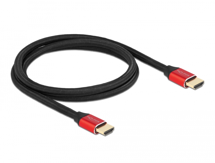 Ultra High Speed HDMI Kabel 48 Gbps 8K 60 Hz rot 1 m zertifiziert, Delock® [85773]
