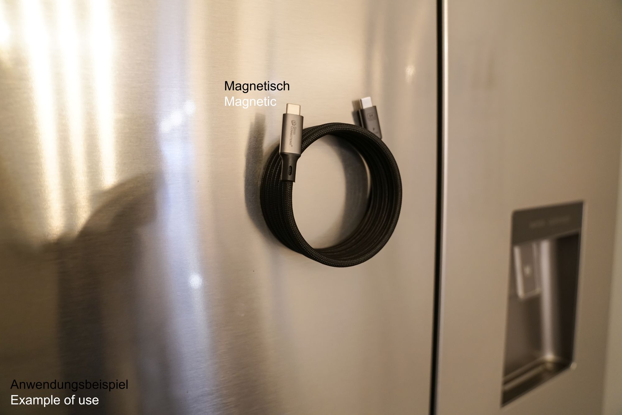 Magnetisches USB 4.0 Gen. 3x2 Spiralkabel (40GBit/s, 240W, 8K@60Hz), USB-C™ Stecker an USB-C™ Stecker, schwarz, 1,5m, Good Connections®